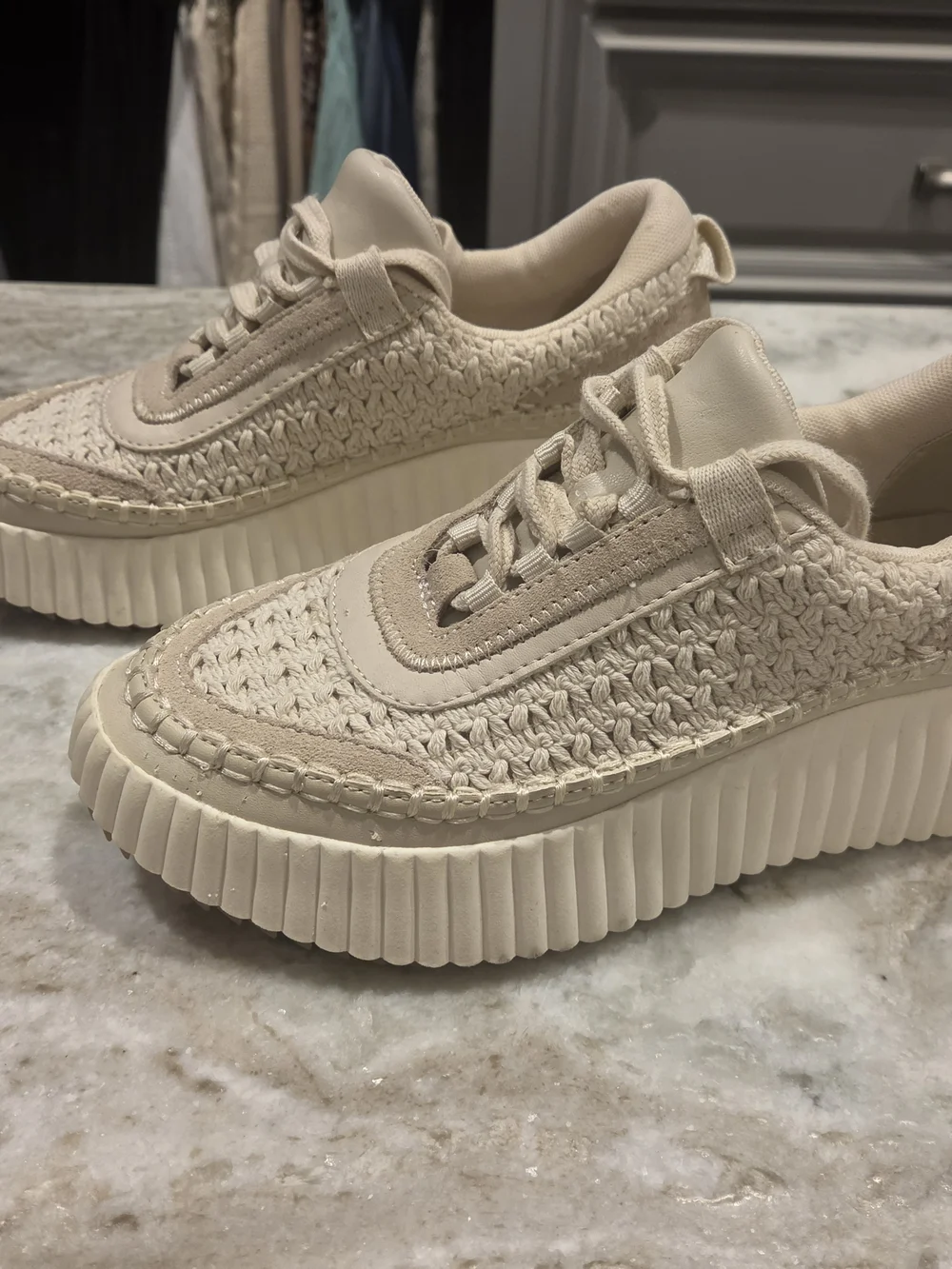 Dolce Vita Women's Cream Woven Platform Sneakers - Picture 7 of 9